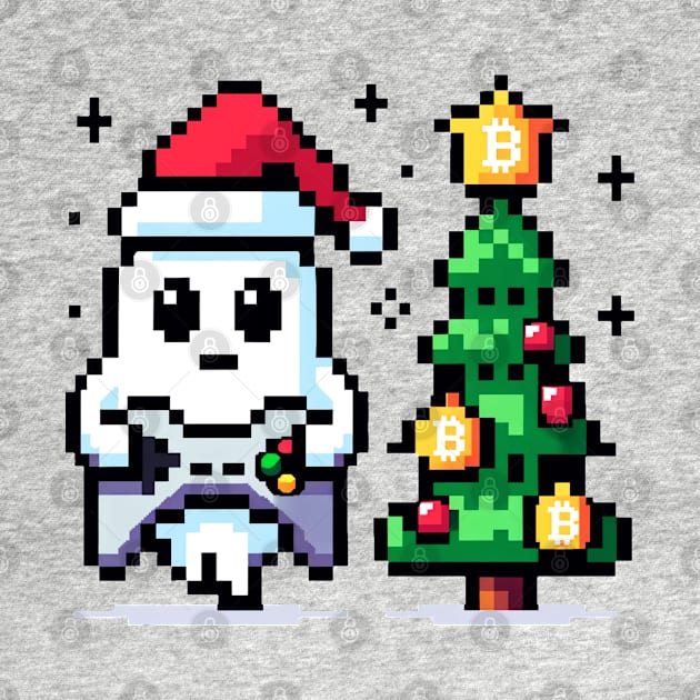 8-Bit Gamer Christmas Ghost - Festive Pixel Art by Pixel Punkster